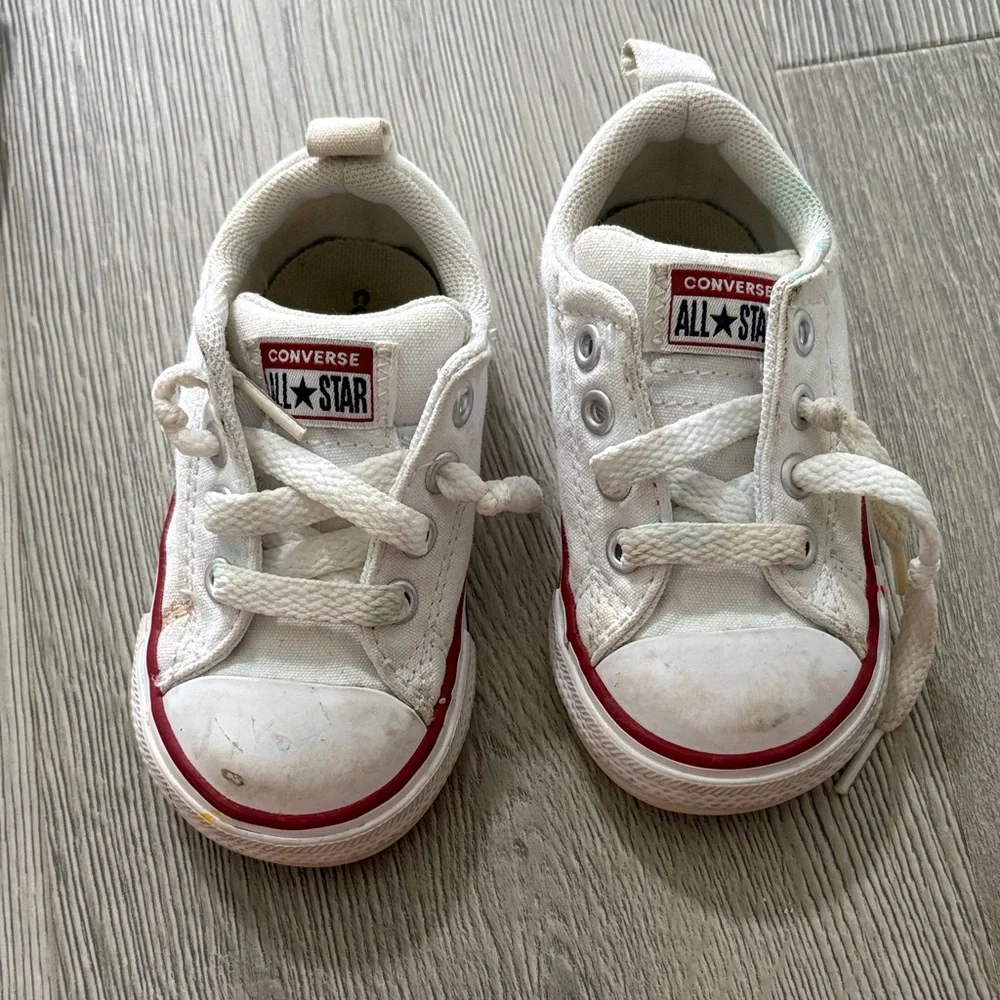 Converse Kids All Star White Red Sneakers